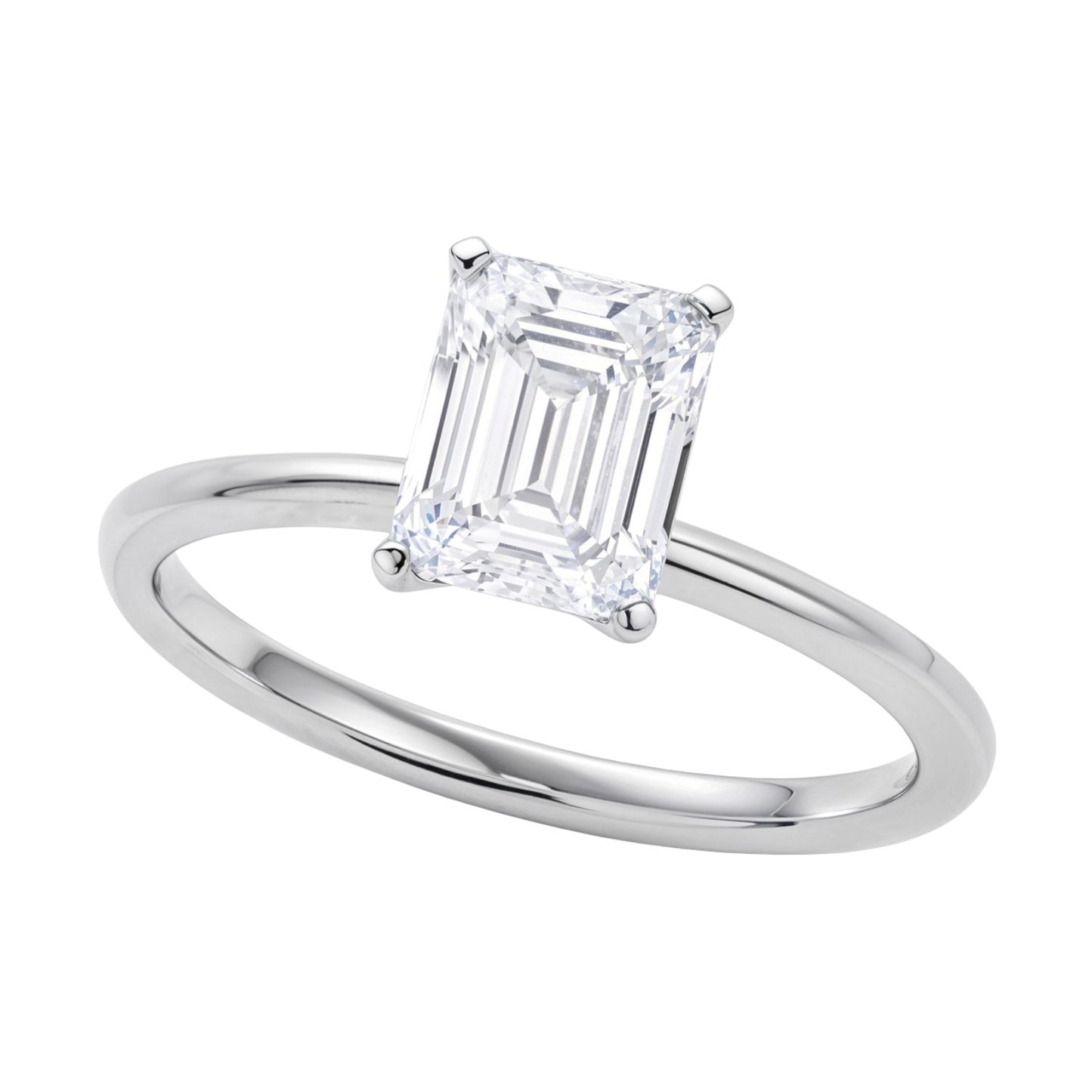 1.50Ct Emerald Lab Grown IGI G/VS1 Diamond Ring in Sterling Silver