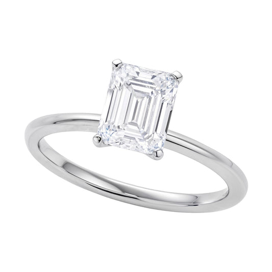 1.50Ct Emerald Lab Grown IGI G/VS1 Diamond Ring in Sterling Silver