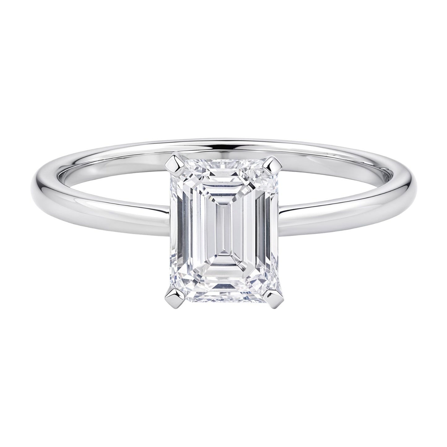 1.50Ct Emerald Lab Grown IGI G/VS1 Diamond Ring in Sterling Silver