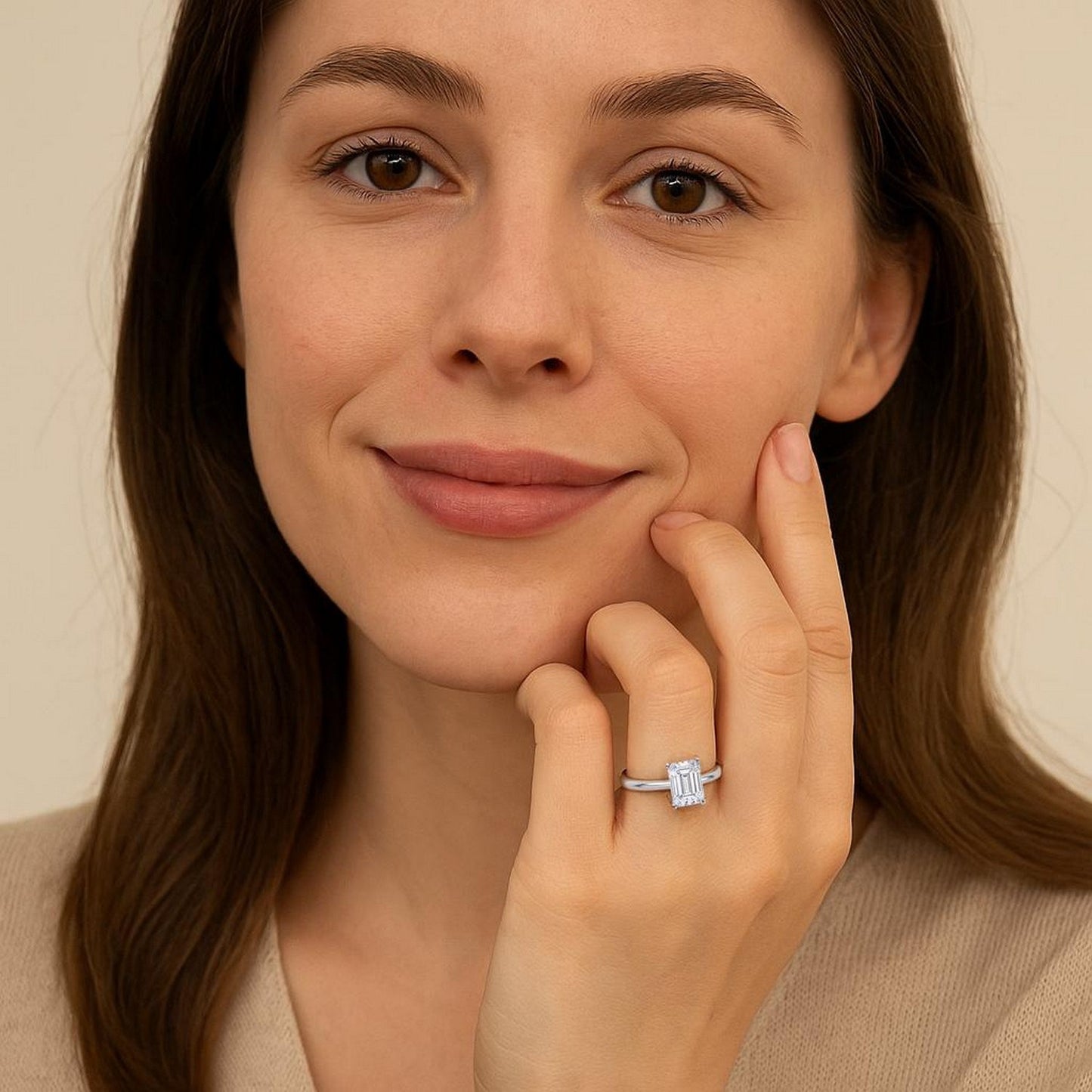 1.50Ct Emerald Lab Grown IGI G/VS1 Diamond Ring in Sterling Silver